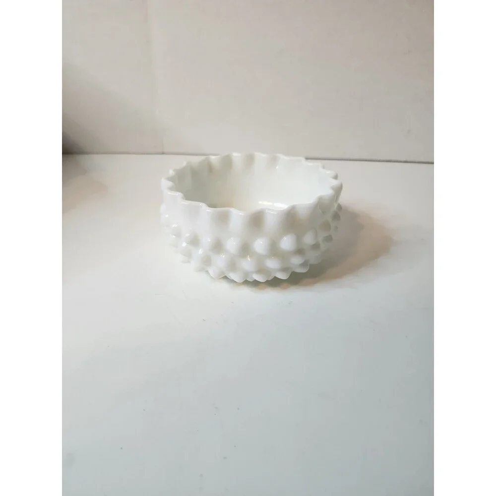 Hobnail White Milkglass Planter Tray Or Candy Dish Scalloped Edge